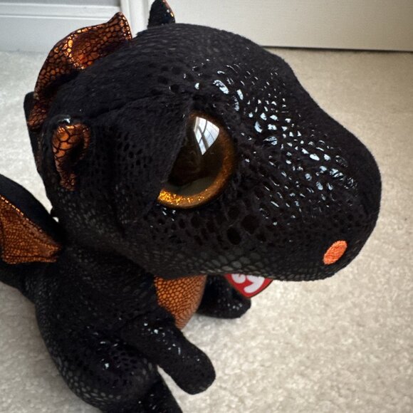 NWT TY Beanie Boo - MERLIN the Dragon 9" - Plush Black Dragon 2017 - Picture 2 of 14